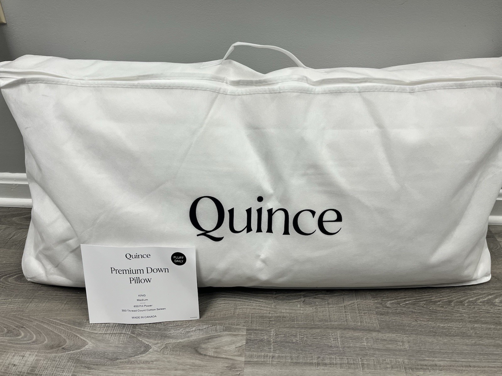 NWT Quince White Duck Down Premium Pillow King Medium $144 MSRP