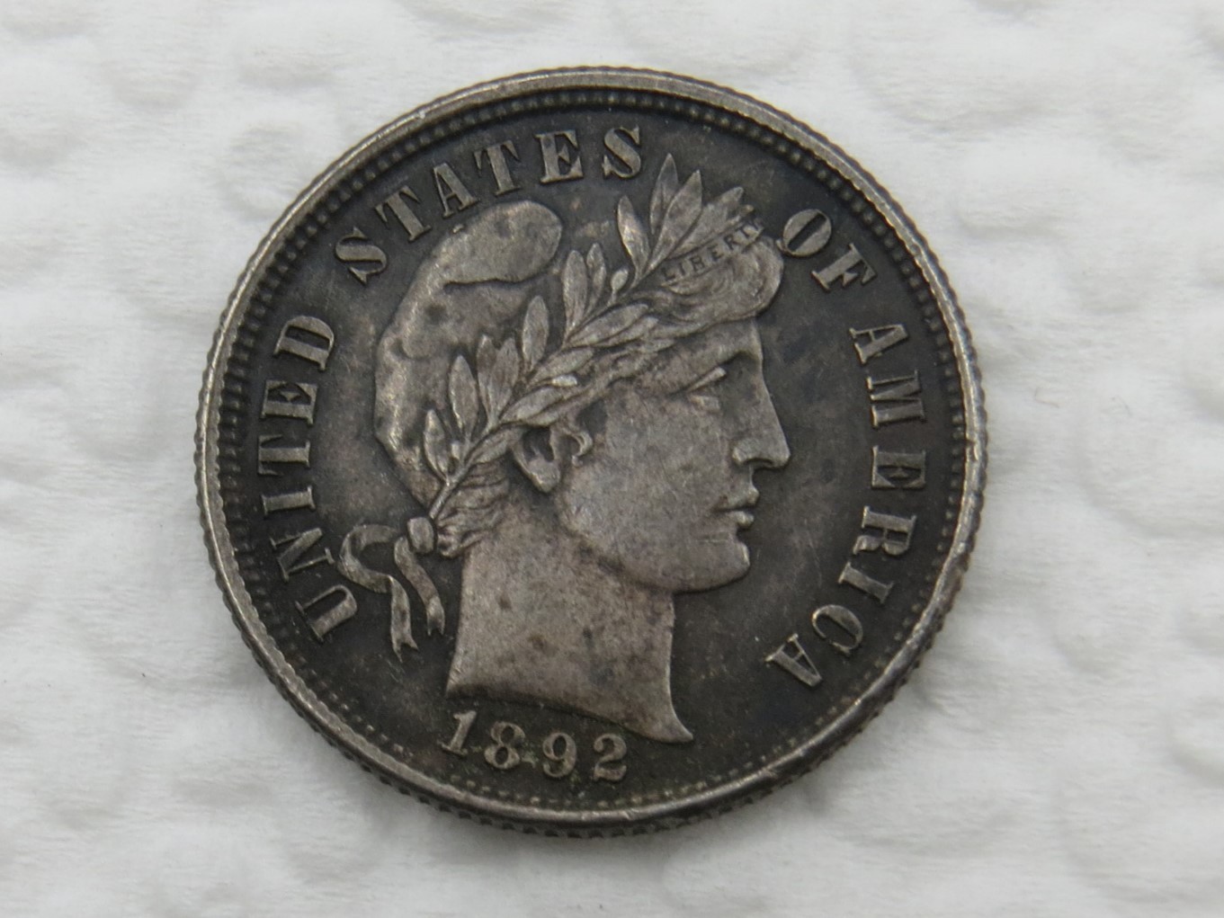 1892 P Barber Dime - AU - Beautiful Dark Toning - Sharp Strike