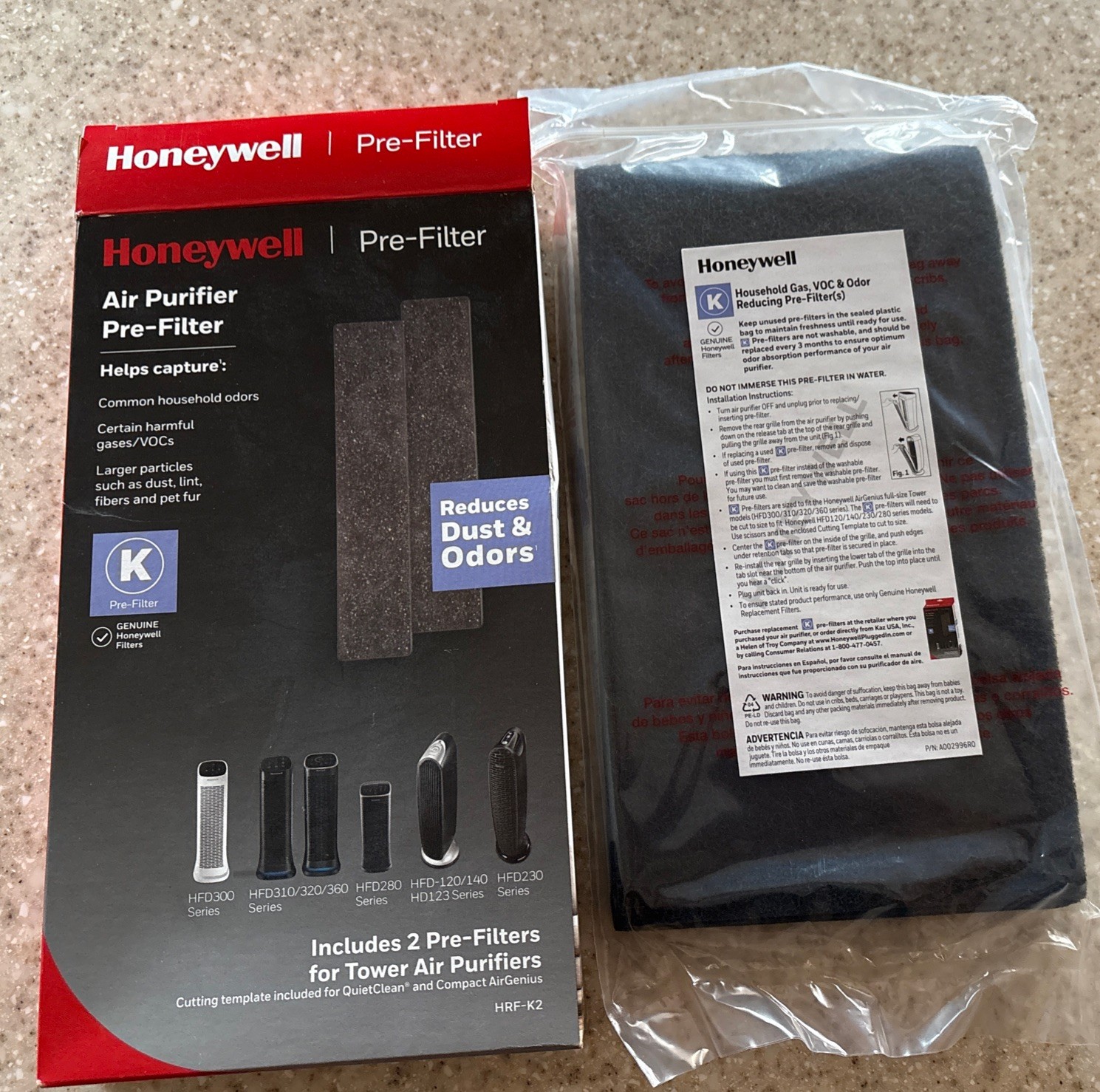 Honeywell HRFK2 Replacement Filter - Black 2 Pack New
