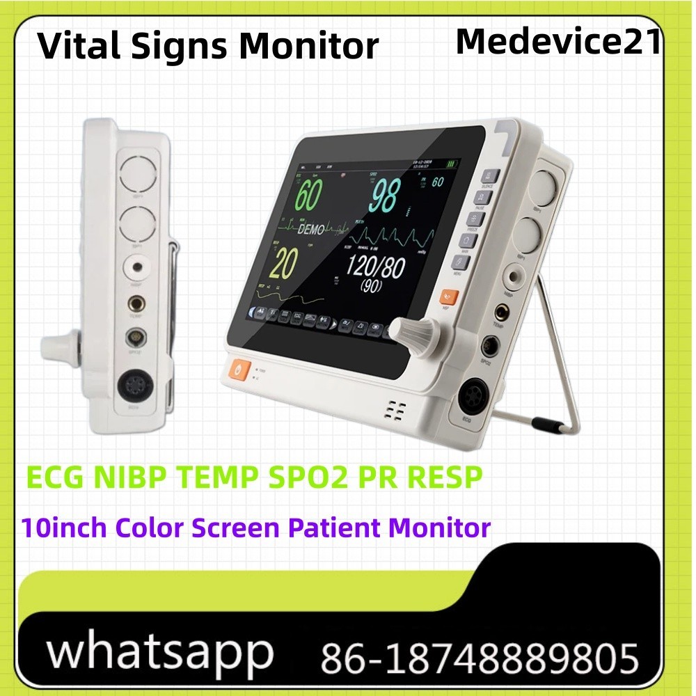 10-inch Portable Multi-parameter Vital Signs Monitor ECG NIBP TEMP SPO2 PR RESP