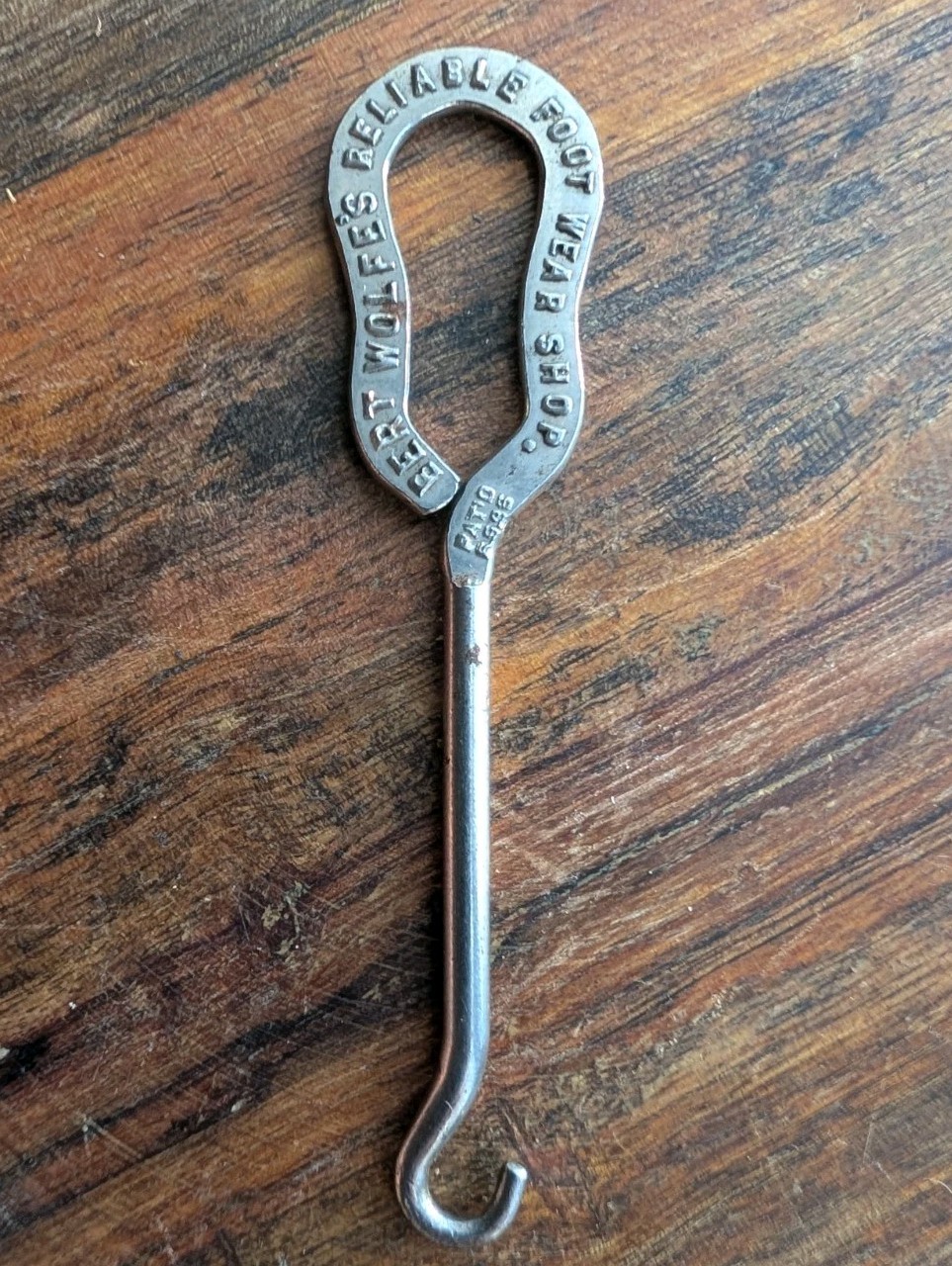 Bert Wolfe's Reliable Footwear Shop.SHOE HOOK - VINTAGE BOOT HOOK
