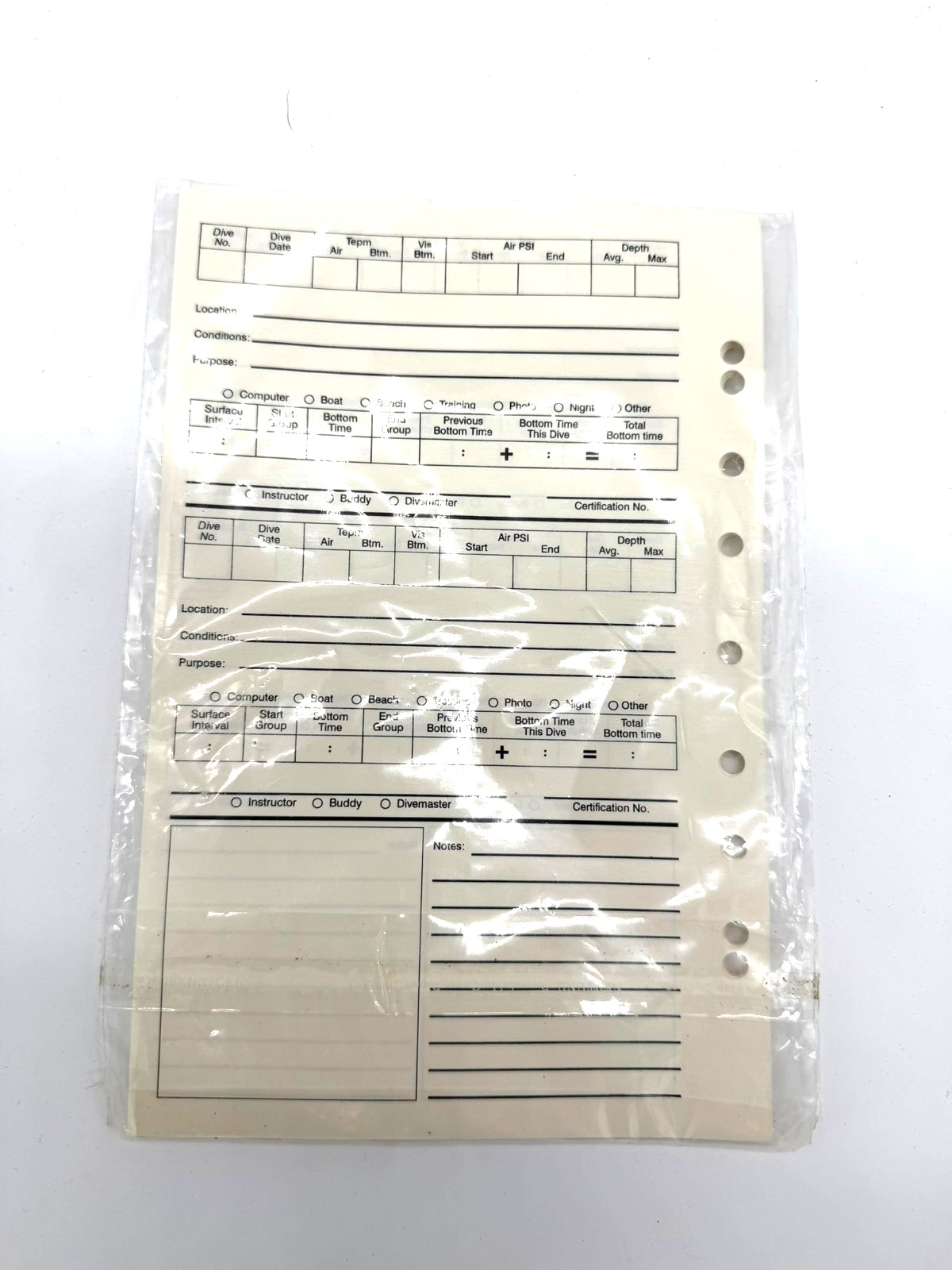 Trident Log Book Refill Pages -B301- New - 25 Sheets
