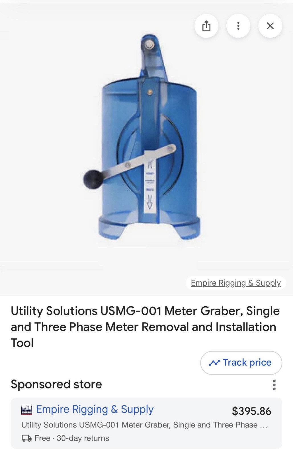 Utility Solutions USMG-001 Meter Graber, Single & Three Phase Meter Remove Tool