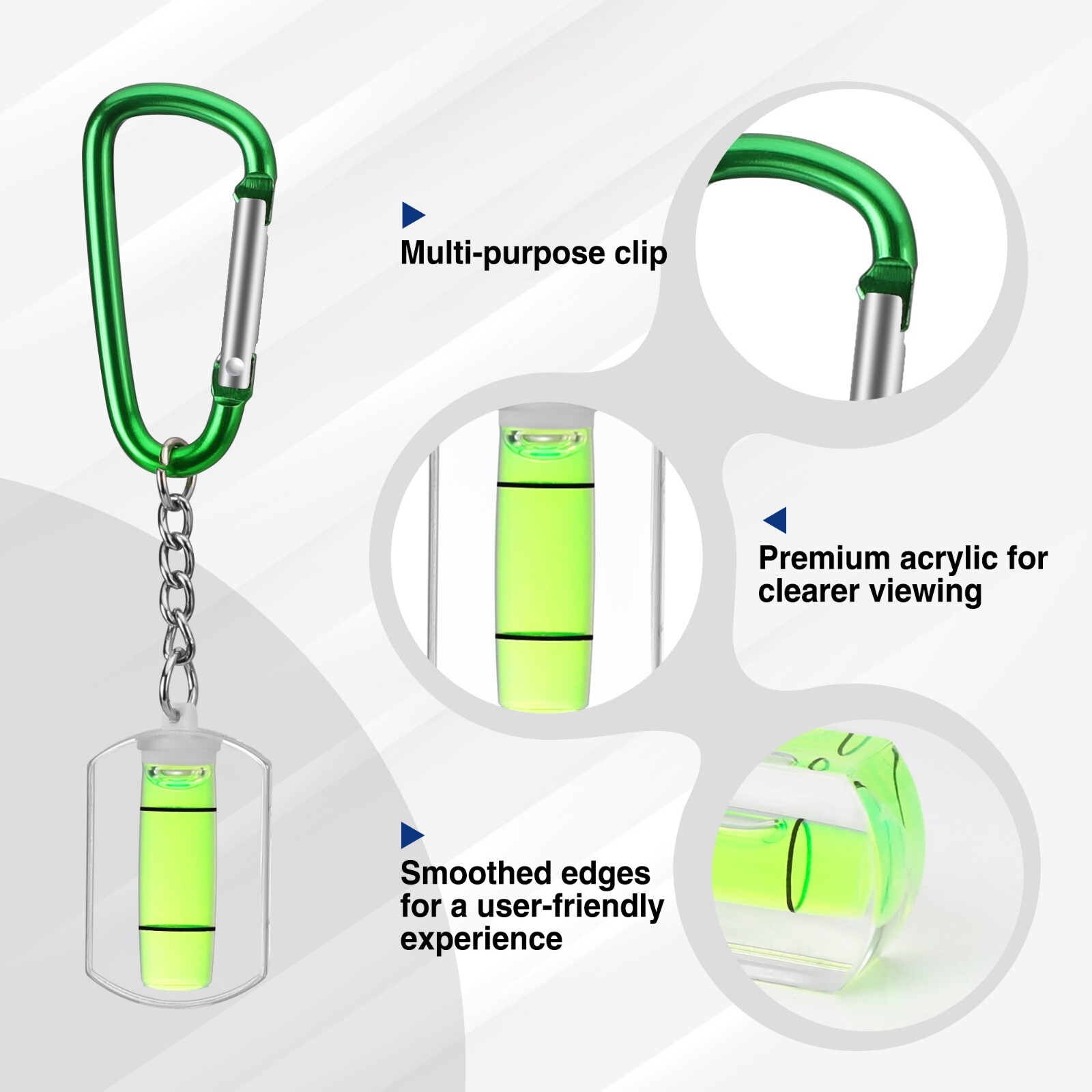 3-Pack Small Bubble Level with Keychain Mini Pocket Tool Spirit Level
