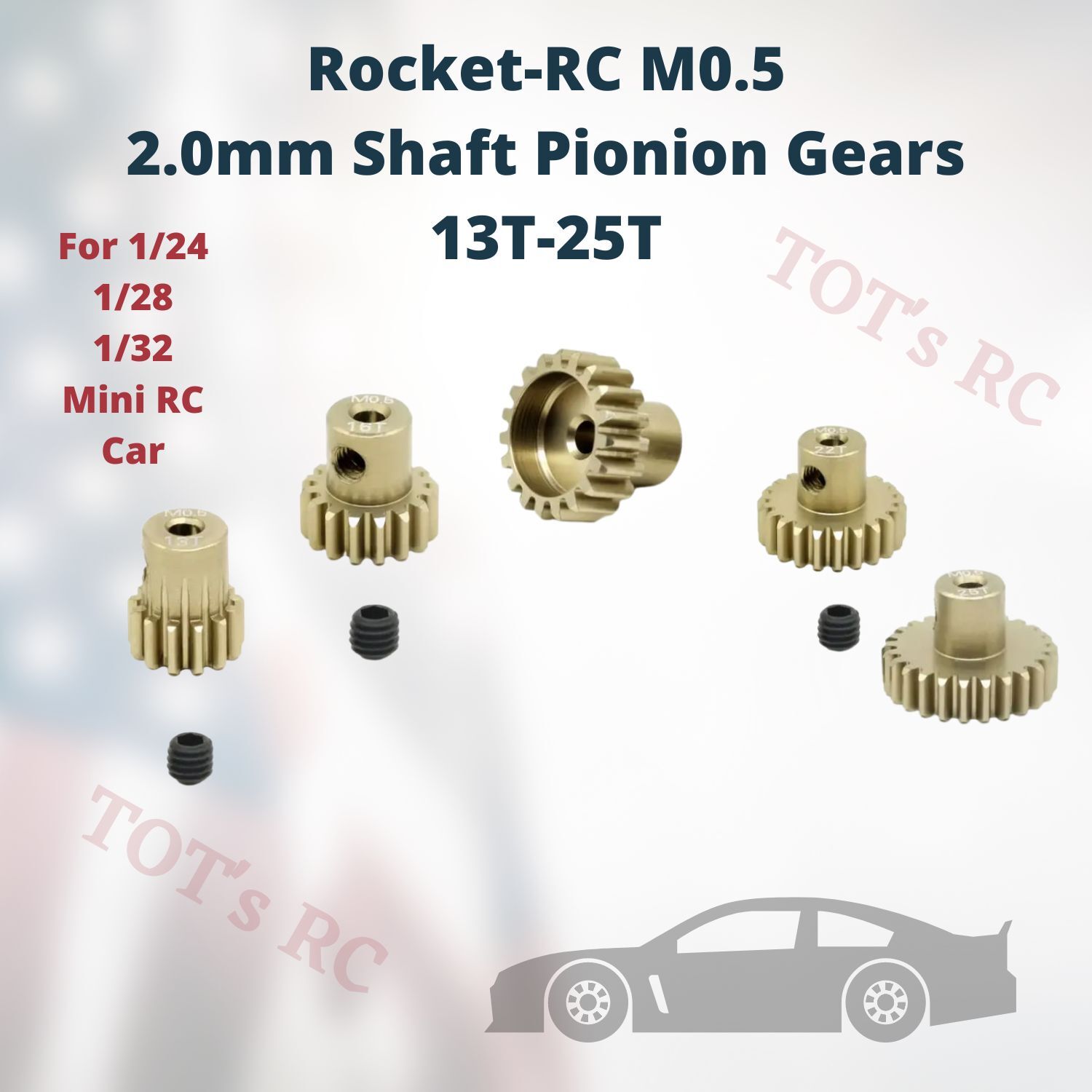 Surpass Hobby Rocket RC Pinion Gear M0.5 13T-25T 2.0MM Shaft 1410 1525 Mini Z