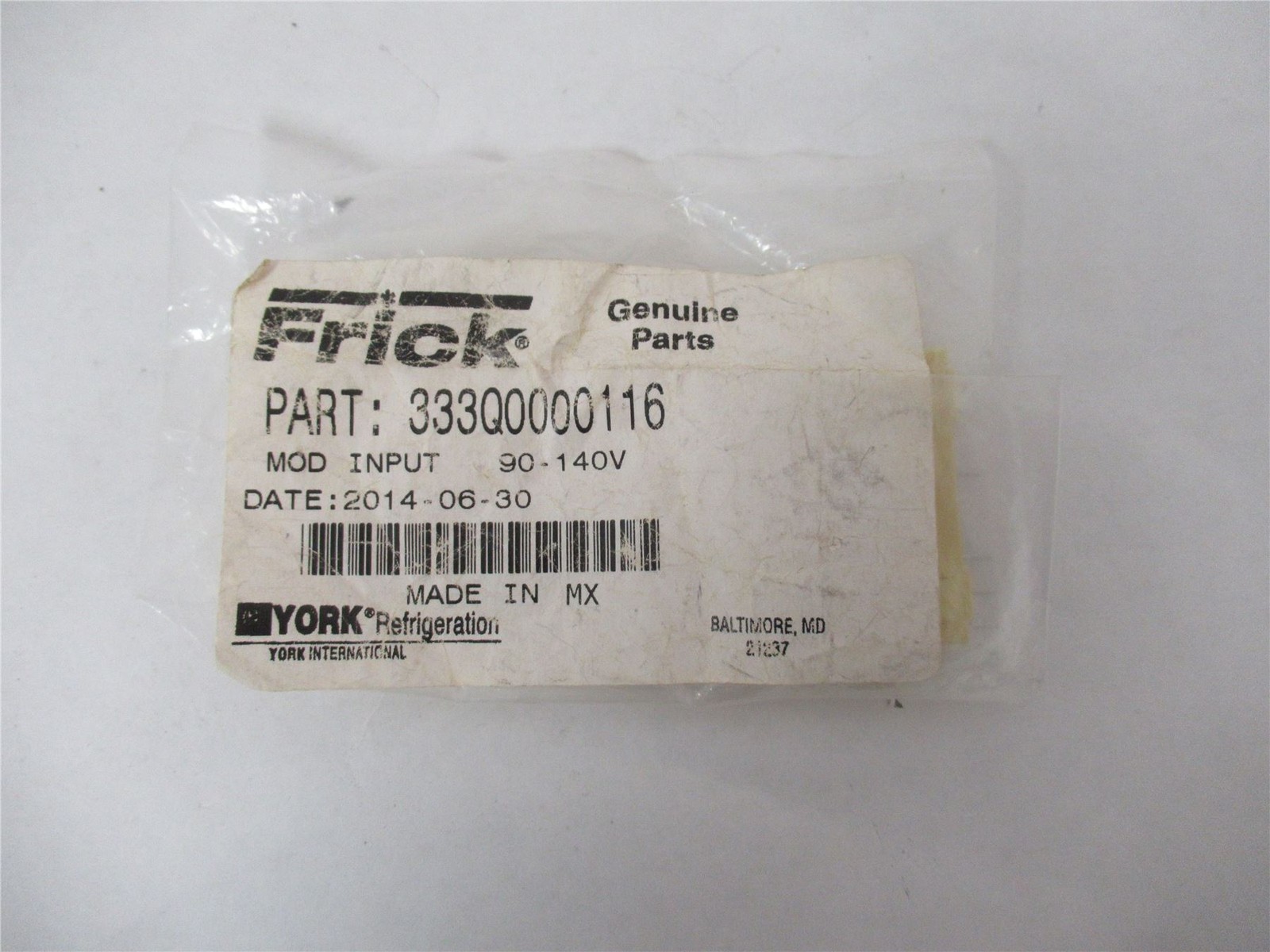 250341 Old-Stock; Frick 333Q0000116 Input Module 90-140V