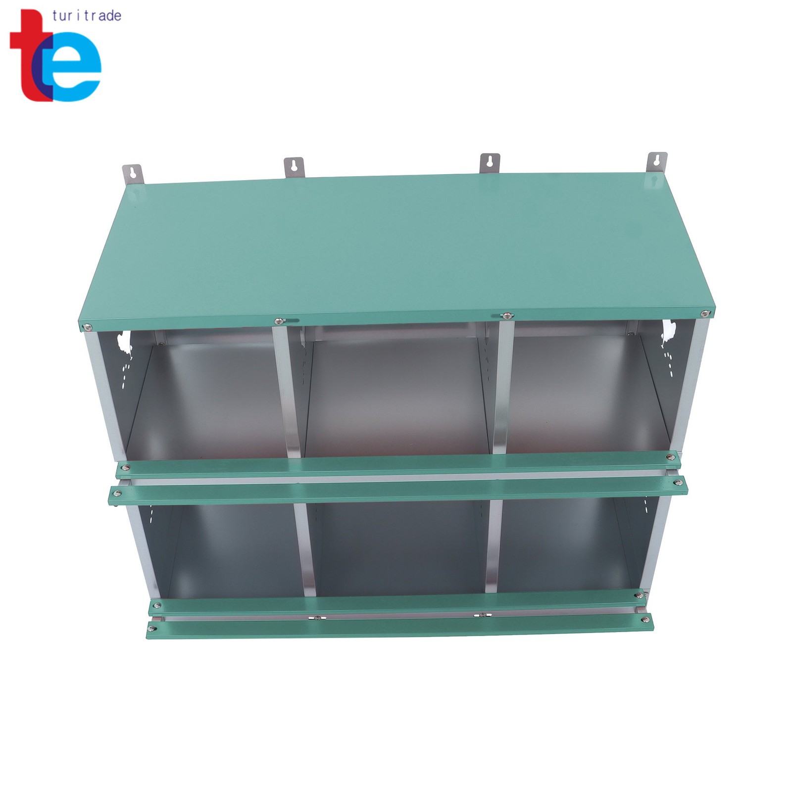 Sturdy Chicken Nesting Boxes - 6 Compartment Metal Poultry Nest Box Wall Mount