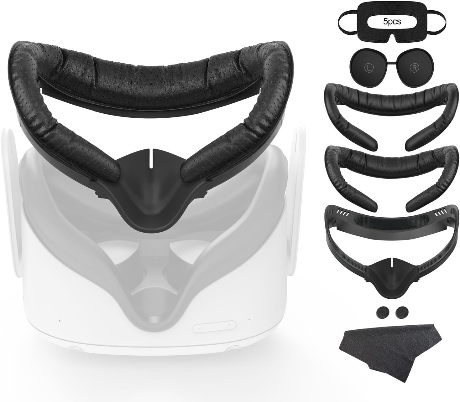 VR Facial Interface for Oculus Quest 2 Face Pad Replacement, 2PCS PU Leather Foa