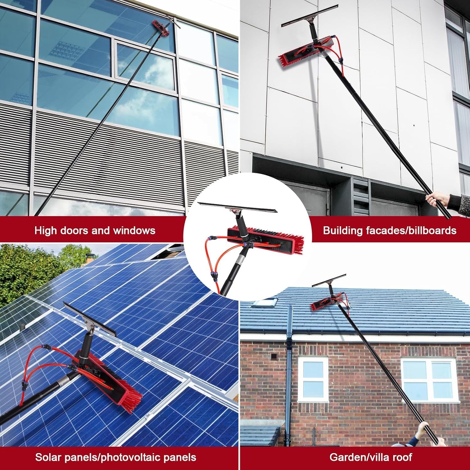 35ft Solar Panel Cleaning Kit with Brush & Squeegee