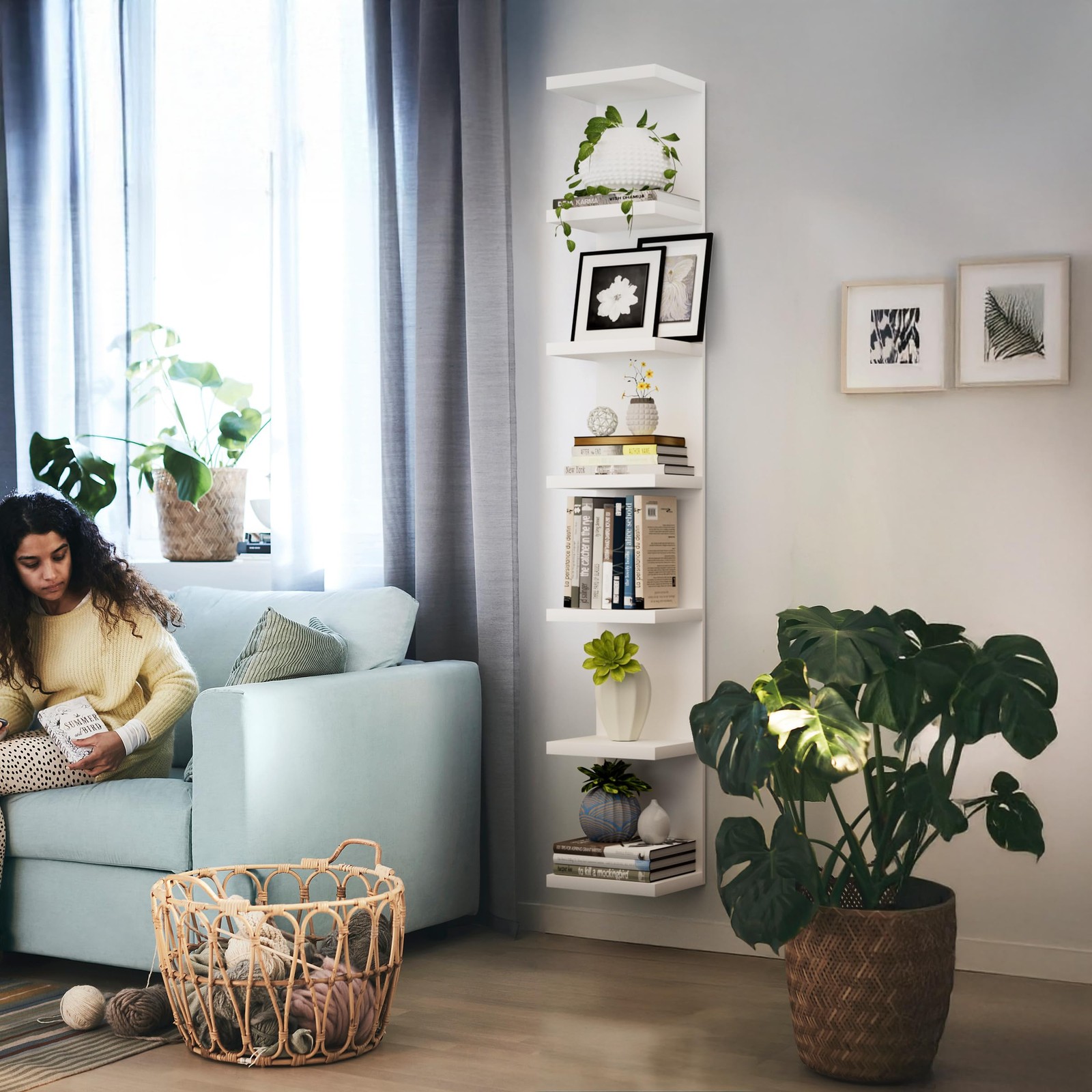 7 Tier Wall Shelf Unit, Floating Shelves for Storage Home Display, Versatile ...