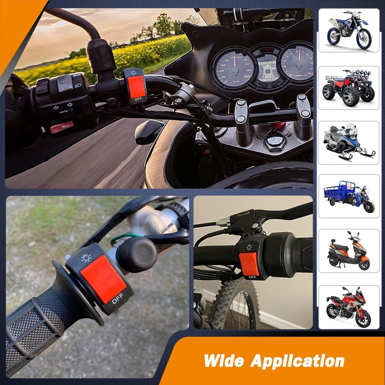 Red Handlebar Push Button Switch - Universal Fit for Motorcycles and Scooters