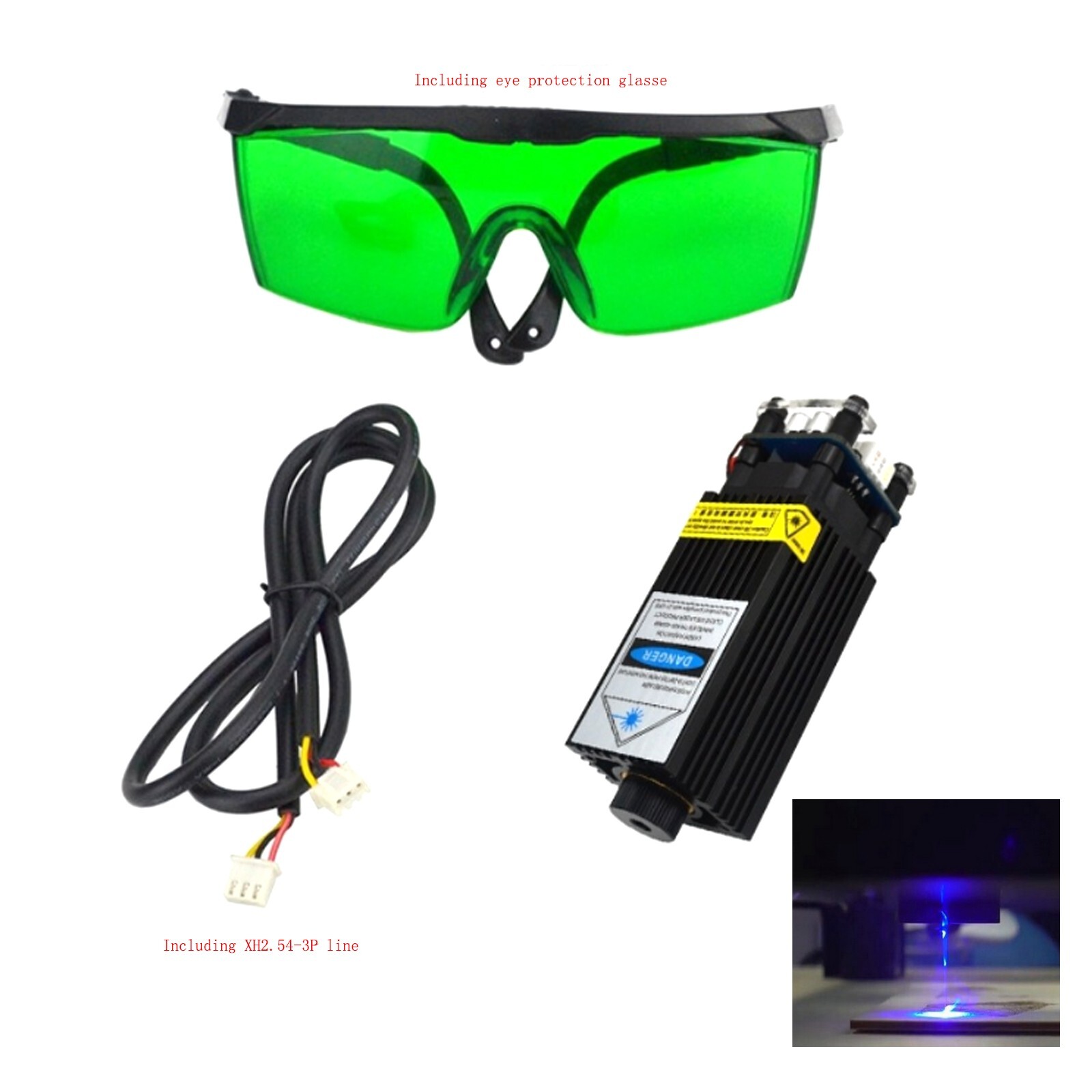 450nm 5W Blu-ray Engraving Laser Module DIY High Power Bright Adjustable Focus