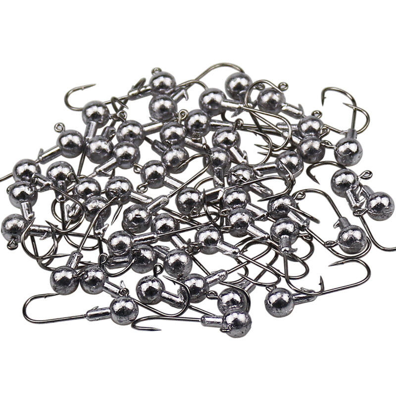 Lot 100Pcs 1/32 1/16 1/8 oz Lead Jig Heads Fishing Hook Crappie Lure Bait Tackle