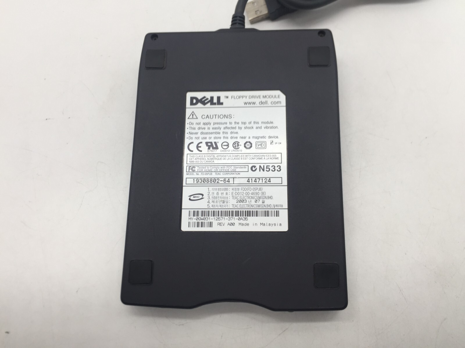 Dell 3.5" Floppy Drive Module Model: FD-05PUB External USB FREE S/H