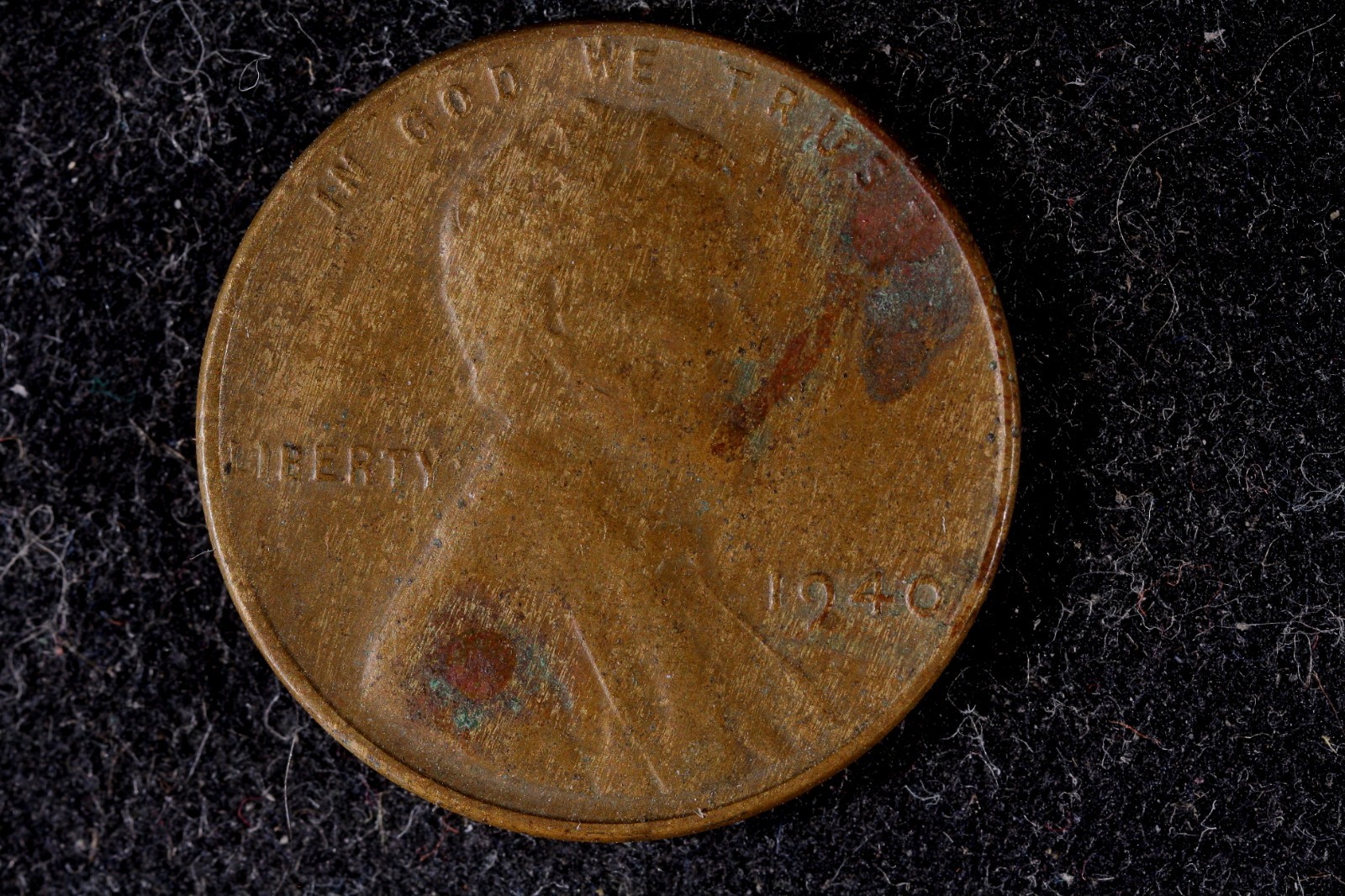 1940 Lincoln Cent Improper Alloy "Wood Grain"