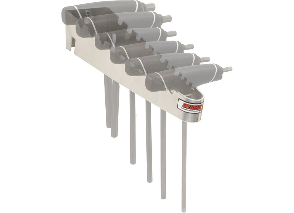 Extreme Max 5001.6712 Wall-Mount Aluminum T-Handle Wrench Holder, Silver