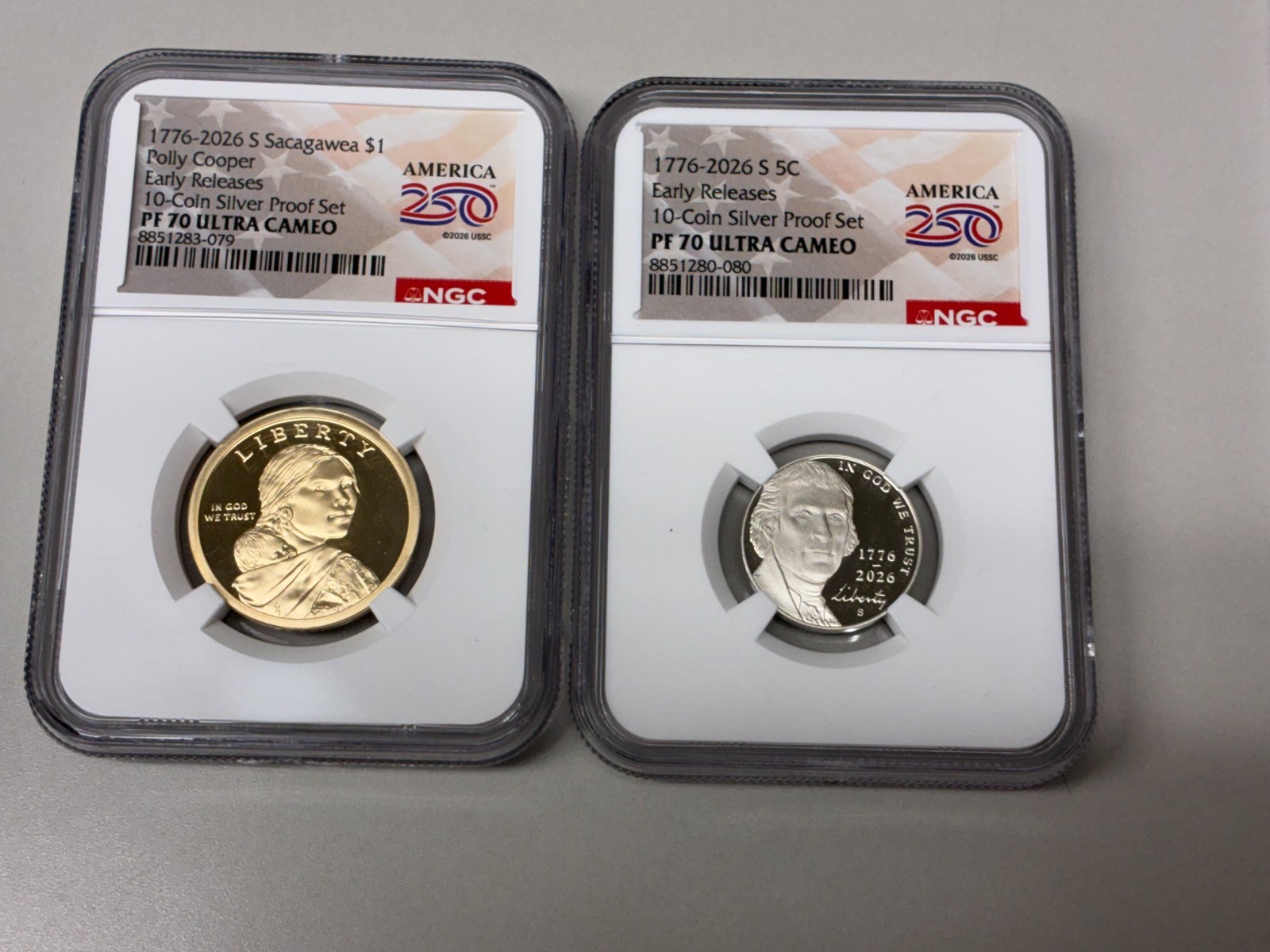1776-2026 America 250 Sacagawea $1 + Jefferson Nickel NGC PF70UC Early Releases