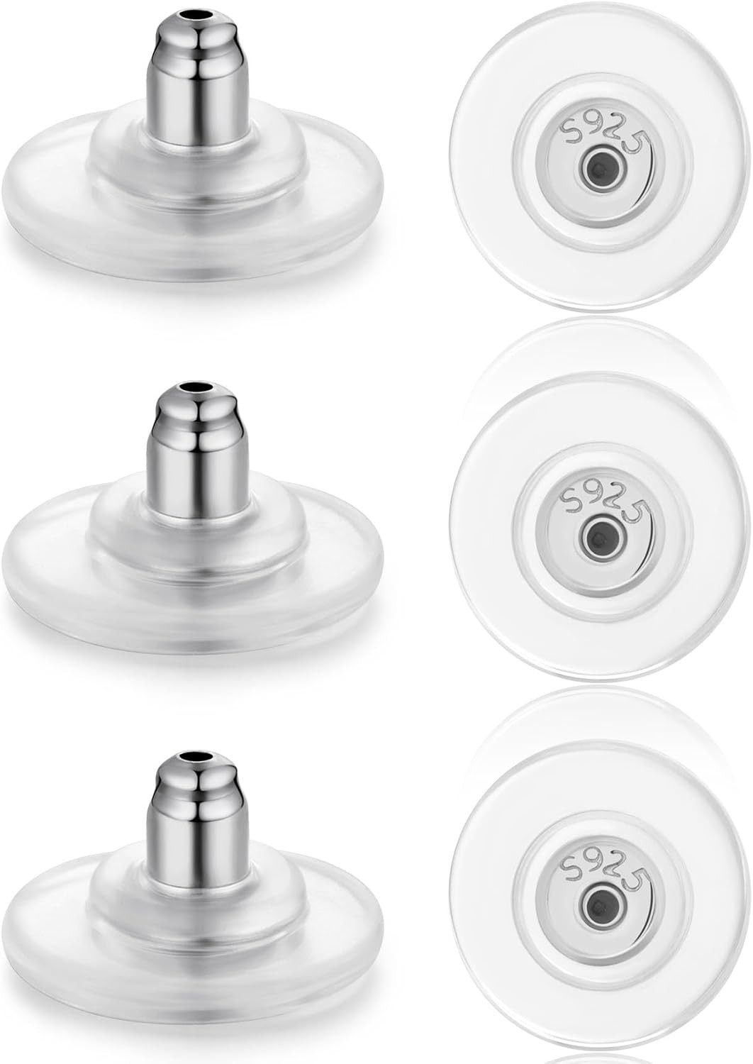 6 PCS 18K White Gold Locking Earring Backs for Studs Droopy Ears Heavy Earrings,
