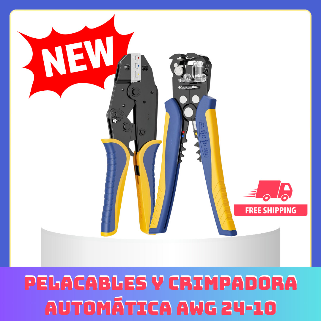 Pelacables y crimpadora, herramienta pelacables automática AWG 24-10 con crimpad