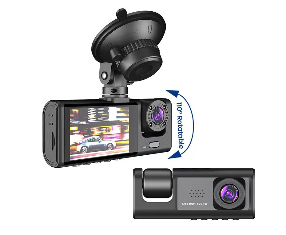 Front Rear Inside DVR Dash Cam with Night Vision & Loop Recording