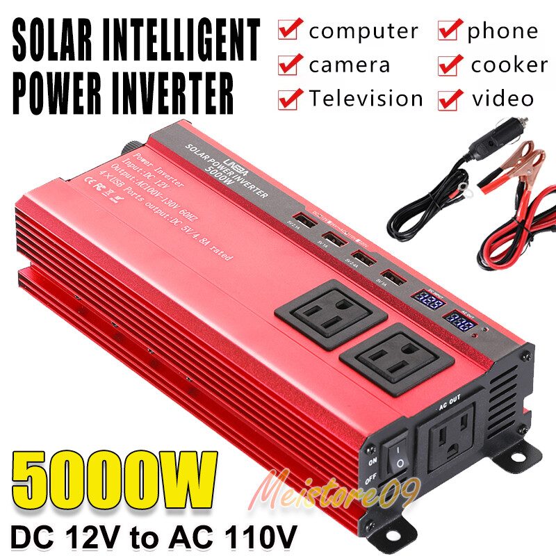 5000W 2500W 1500 Watt Power Inverter Modified Sine Wave 12V dc to 110V ac LCD RV