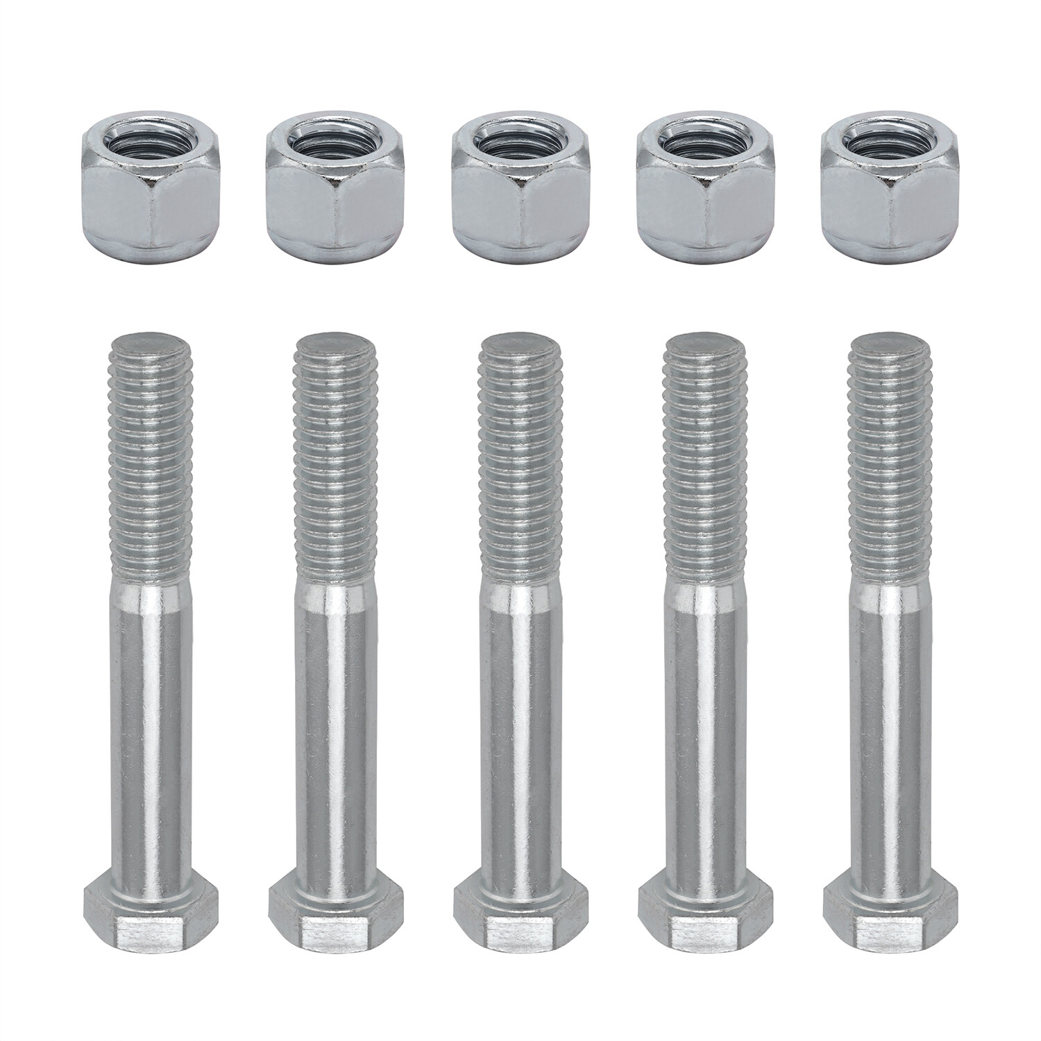 Grade 2 Shear Bolts for Rotary Cutters 1/2" x 3-1/2" with Nylock Nuts - 5 Pack