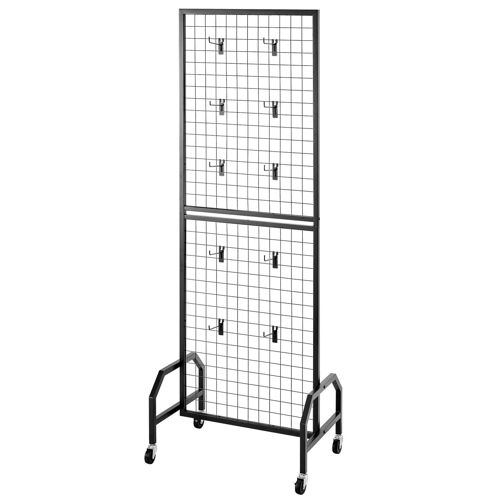 Grid Wall Panel, 1.9 x 5.4 ft Wire Grid Panels Display Rack, Movable Art Display
