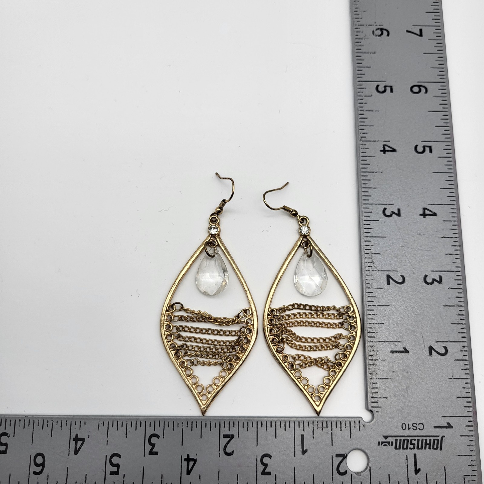 Flamboyant dangle earrings chains crystal Boho Tribal fun