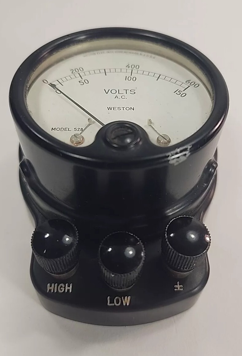 Weston Model 528 Voltmeter w/ Hook Up and Leather Case Vintage Great Shape!