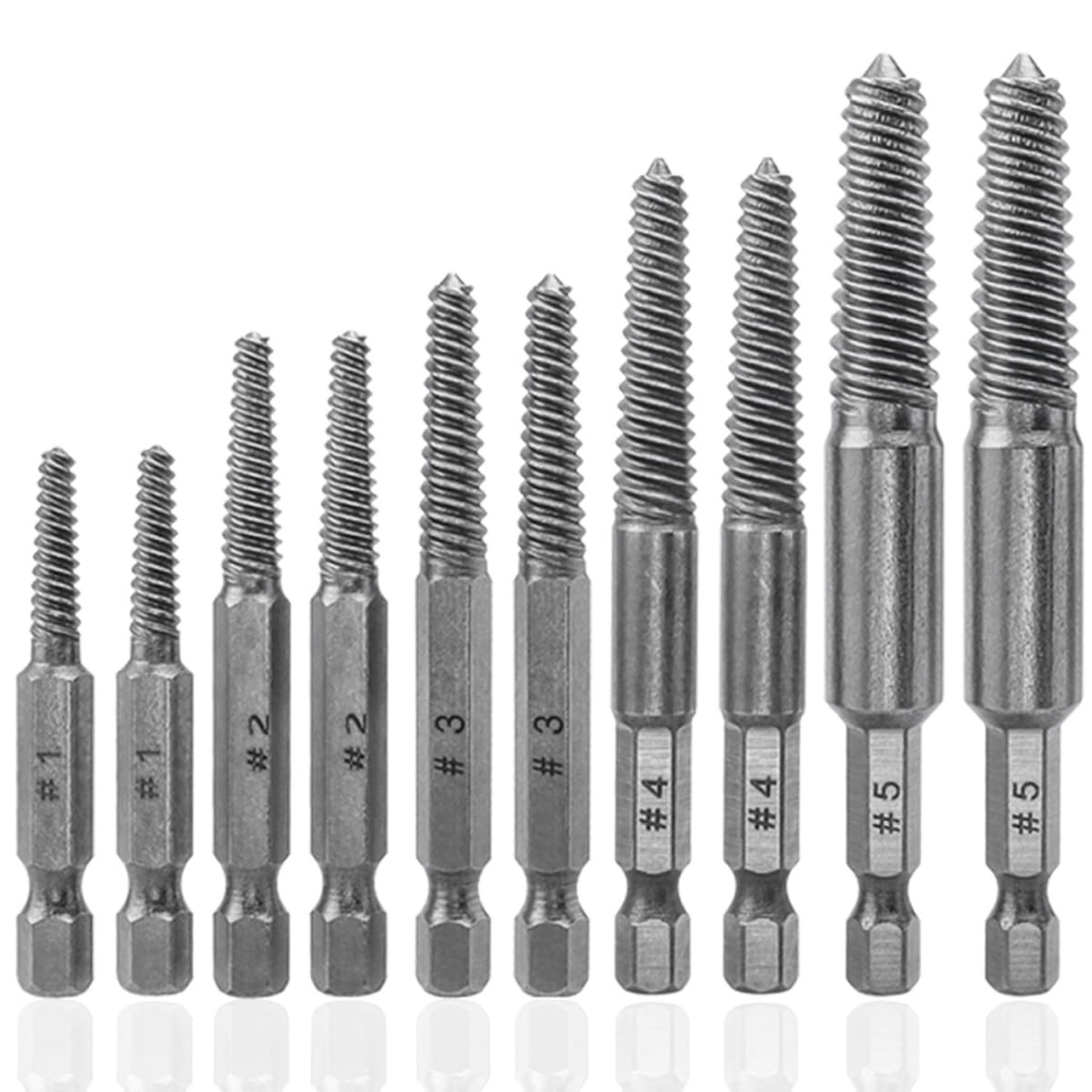 Wolfride 10Pcs Broken Screw Extractor Set, Stripped Screw Remover Drill Bit K...