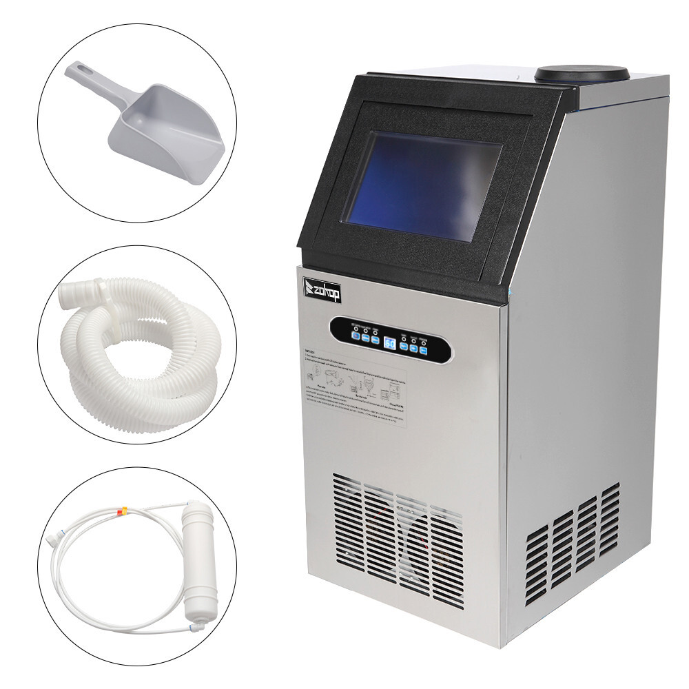 110lbs/24h Commercial Built-in Ice Maker Machine Display Ice Cube Machine 110V