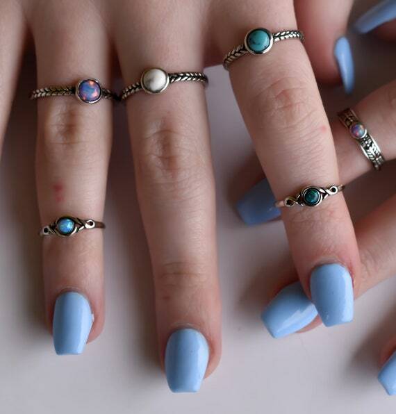 Blue Opal Toe Ring 925 Sterling Silver Twist Toe Ring Midi Ring