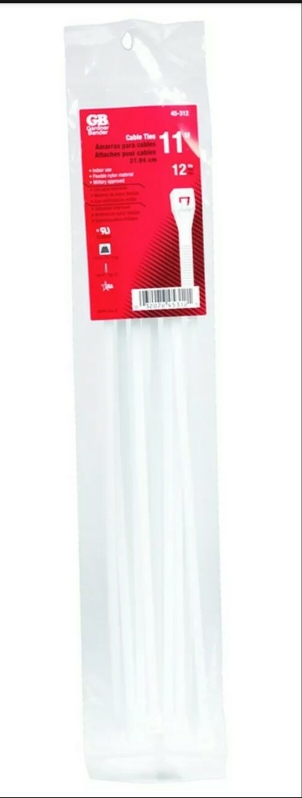 Gardner Bender 45-312 Nylon White 75 lbs. Capacity Cable Tie 11 L x 0.17 W in.