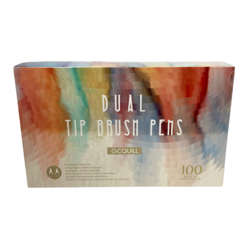 GCQUILL 100 Dual Tip Brush Pens GCQUILL~BRUSH AND FINELINER TIPS New Sealed