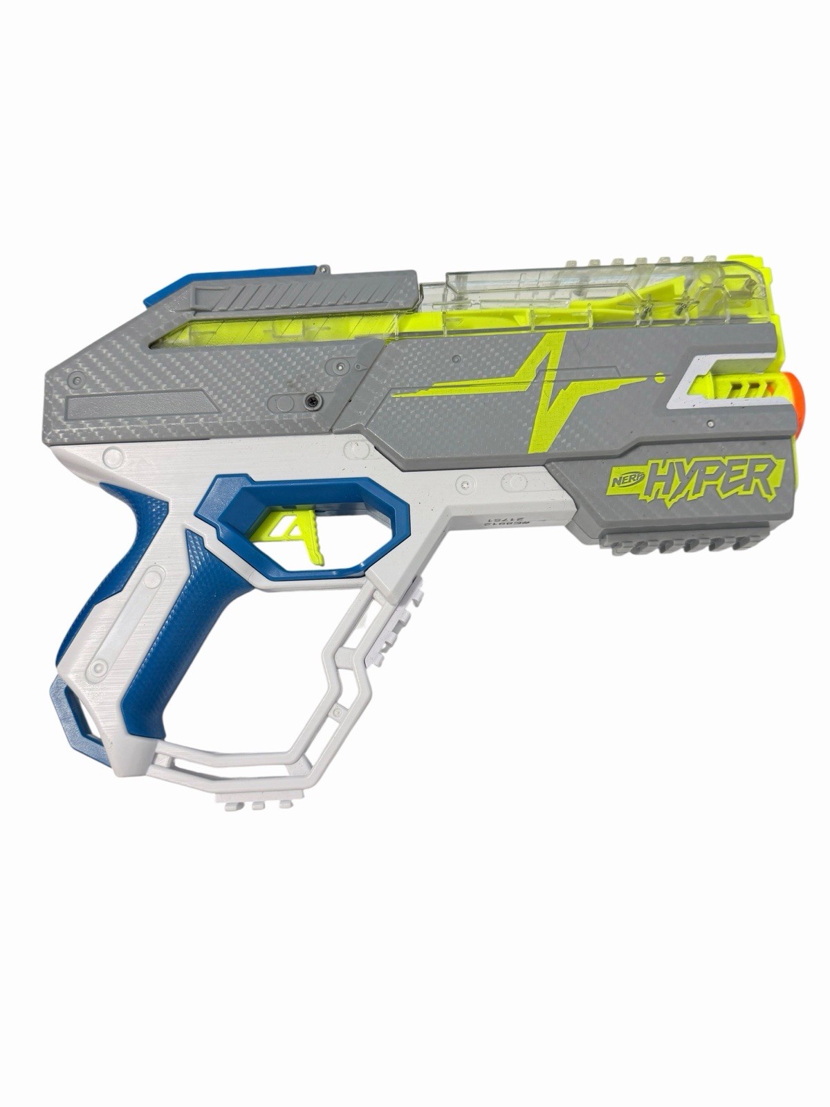 Nerf Hyper Rush 40 Pump Action Blaster White Gray Blue Excellent Used Condition