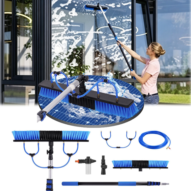 16Ft Solar Panel Cleaning Pole Kit With 33 Ft Water pipe And Brush System