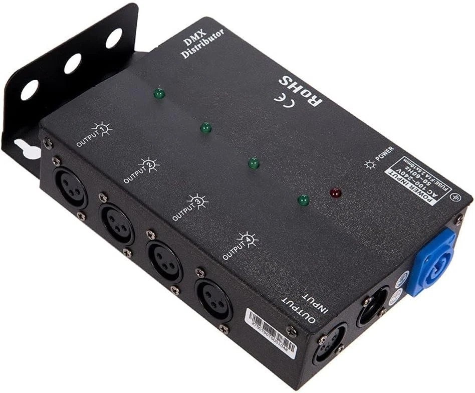 4-Way DMX Splitter Amplifier - Save Cable and Setup Time