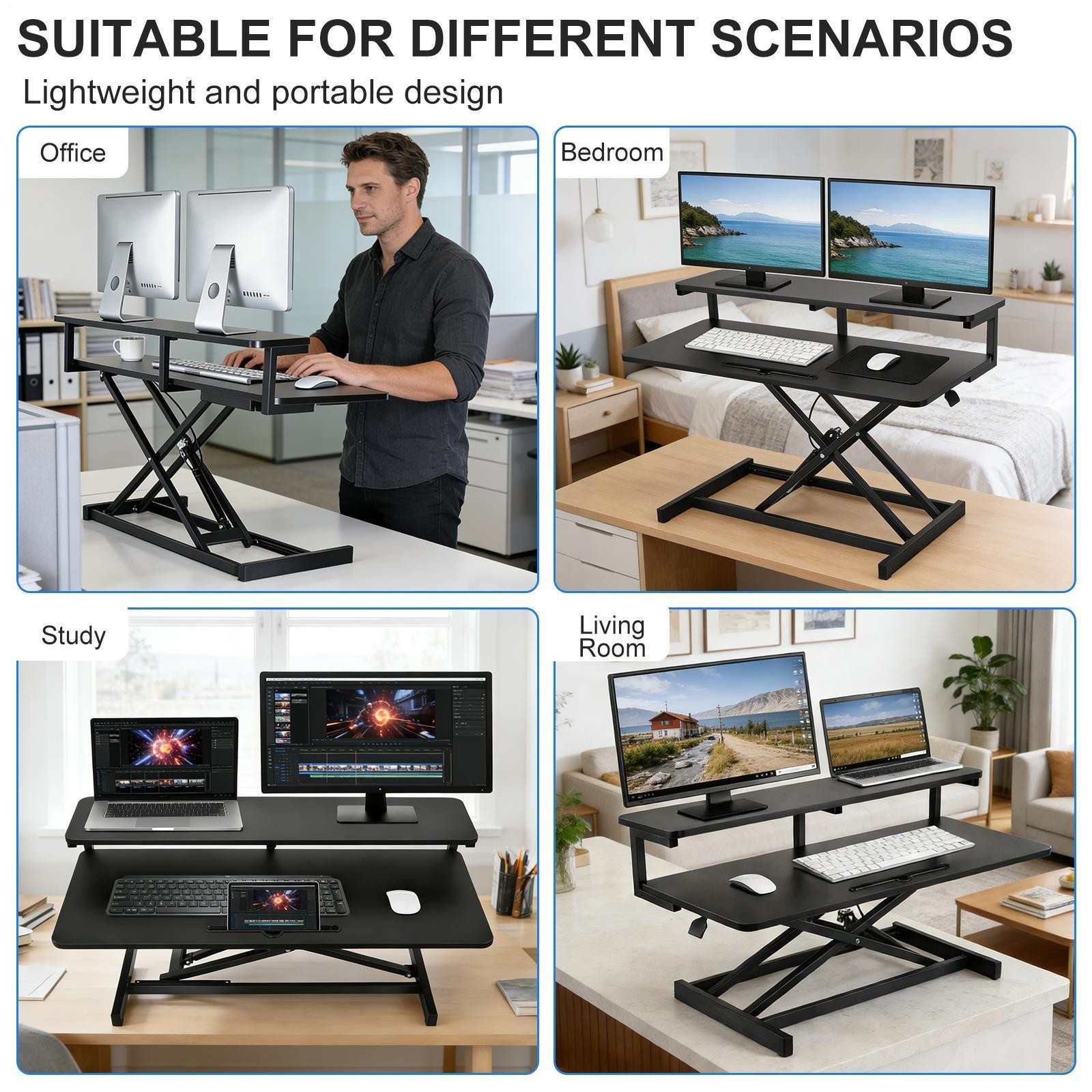 37 Inch Home Office Desk Converter Height Adjustable Computer Desk Riser