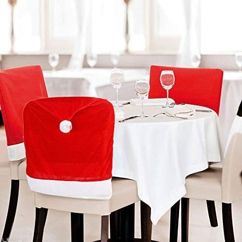 CCINEE 6PCS Christmas Chair Covers,Santa Claus Hat 60 × 50 cm, Red - 6 Pieces