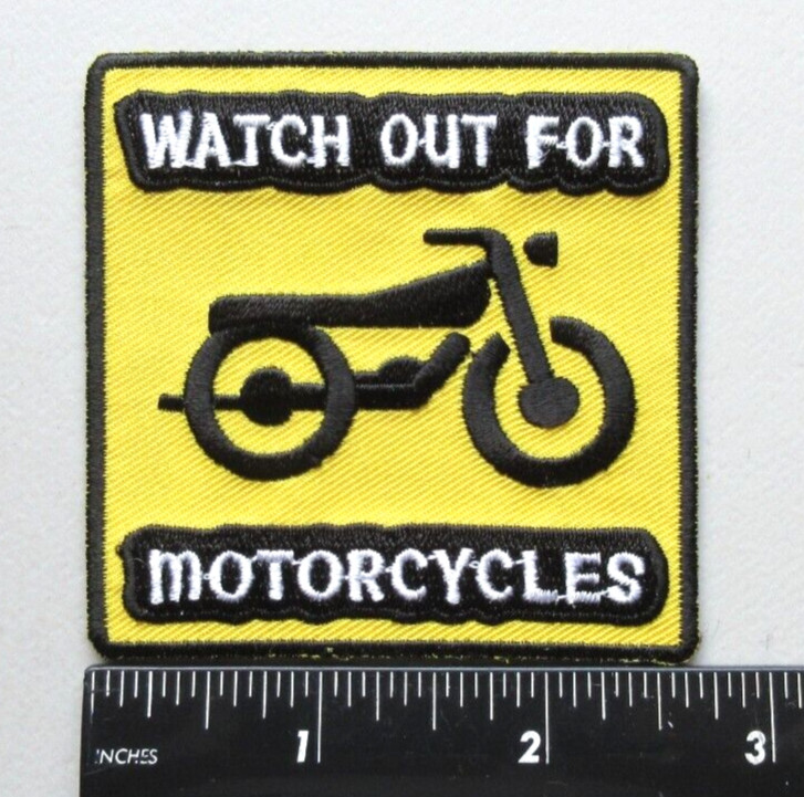 ⭐WATCH OUT FOR MOTORCYCLES BIKERS VEST JACKET HAT EMBROIDERED IRON ON PATCH