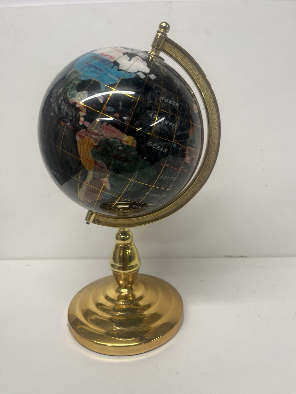 Mini Spinning Semi Precious Stones Globe