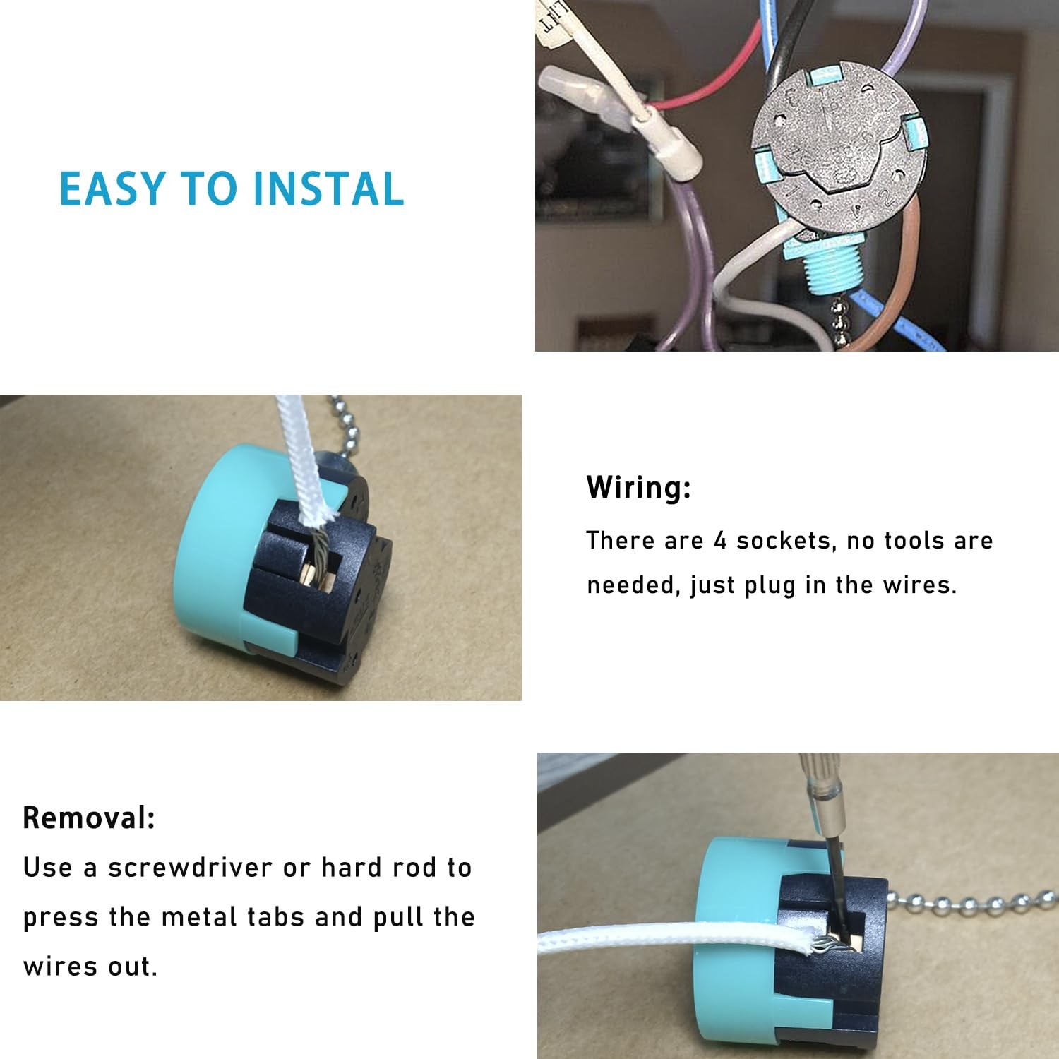 Ceiling Fan Pull Chain Switch 3 Speed 4 Wire, Ceiling Fan Capacitor CBB61 4.5...