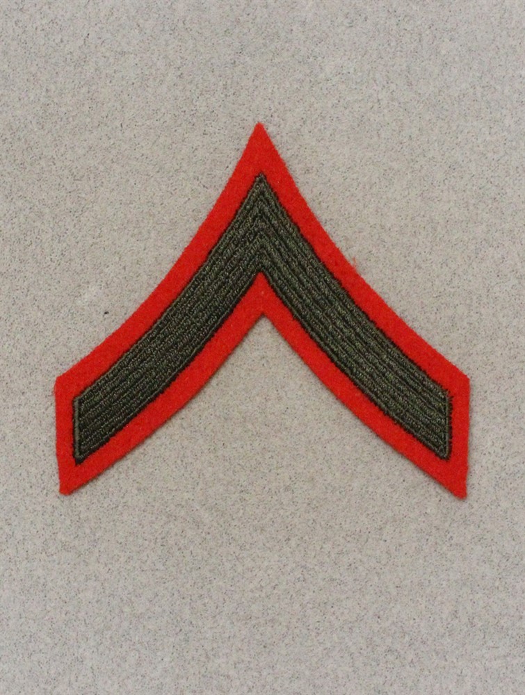 USMC Marine Chevron 600: 1950's Private First Class (single) - green on red