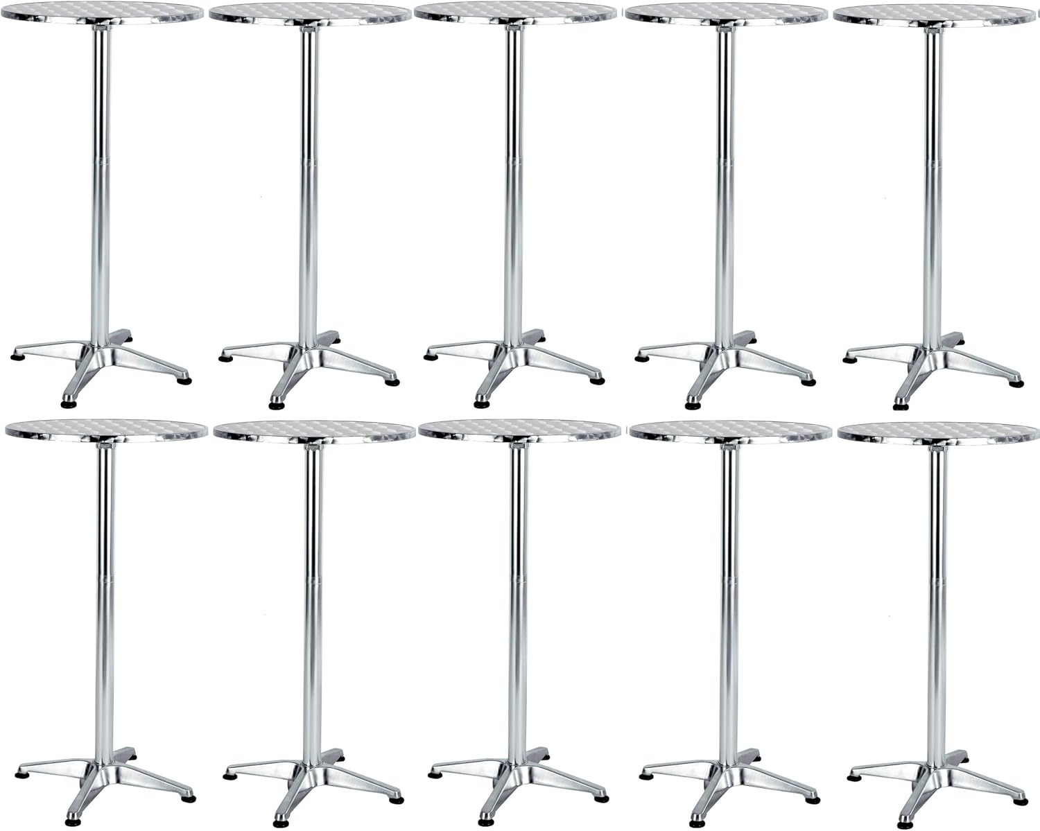 Set of 10, Aluminum Indoor Outdoor 23.75" round Restaurant Bar Height 45" Table,