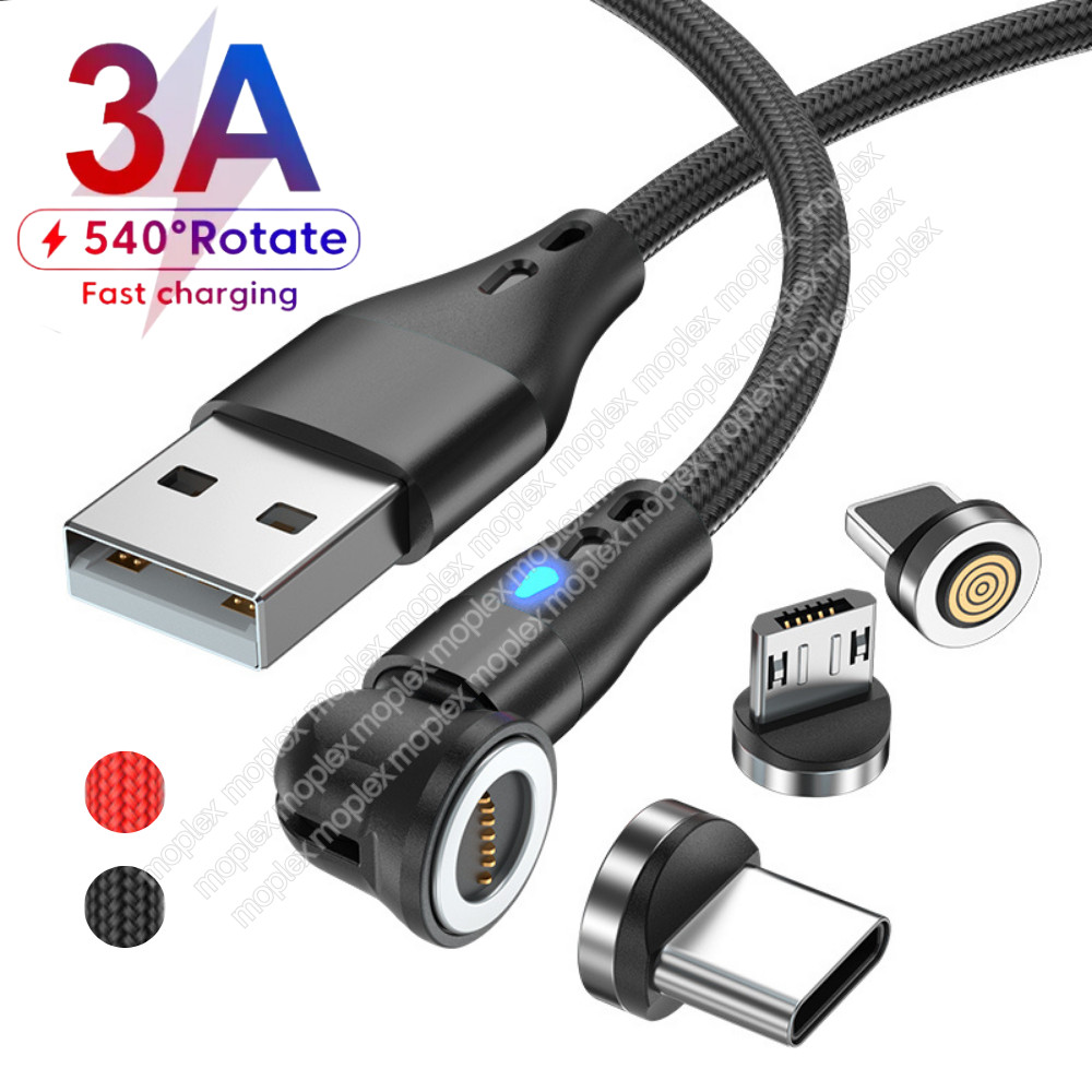 Magnetic Charger Cable Fast Charging Phone Type C Micro USB IOS 180°+360° Rotate