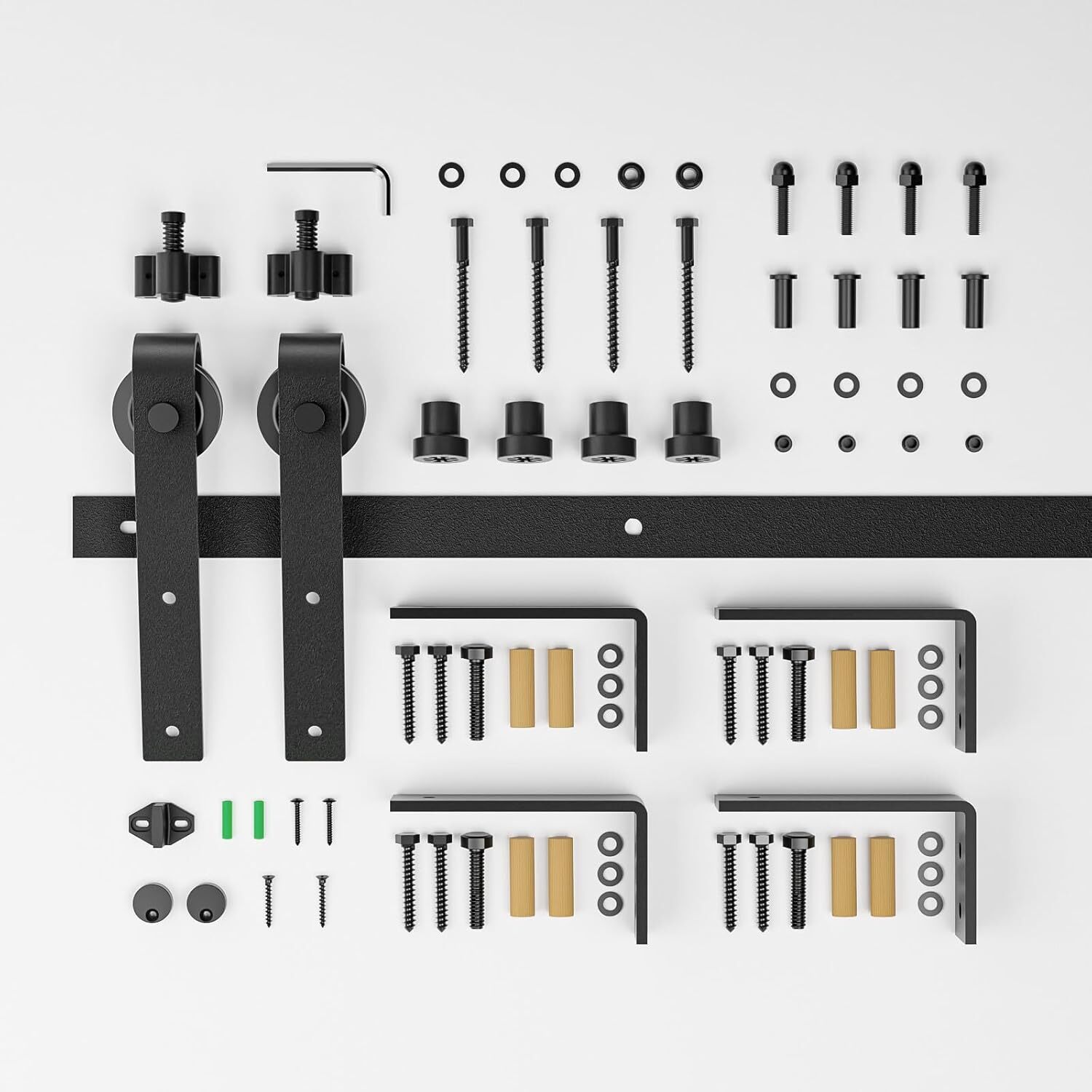 12FT Ceiling Mount Bracket Sliding Barn Door Hardware Kit Black,For Double Door