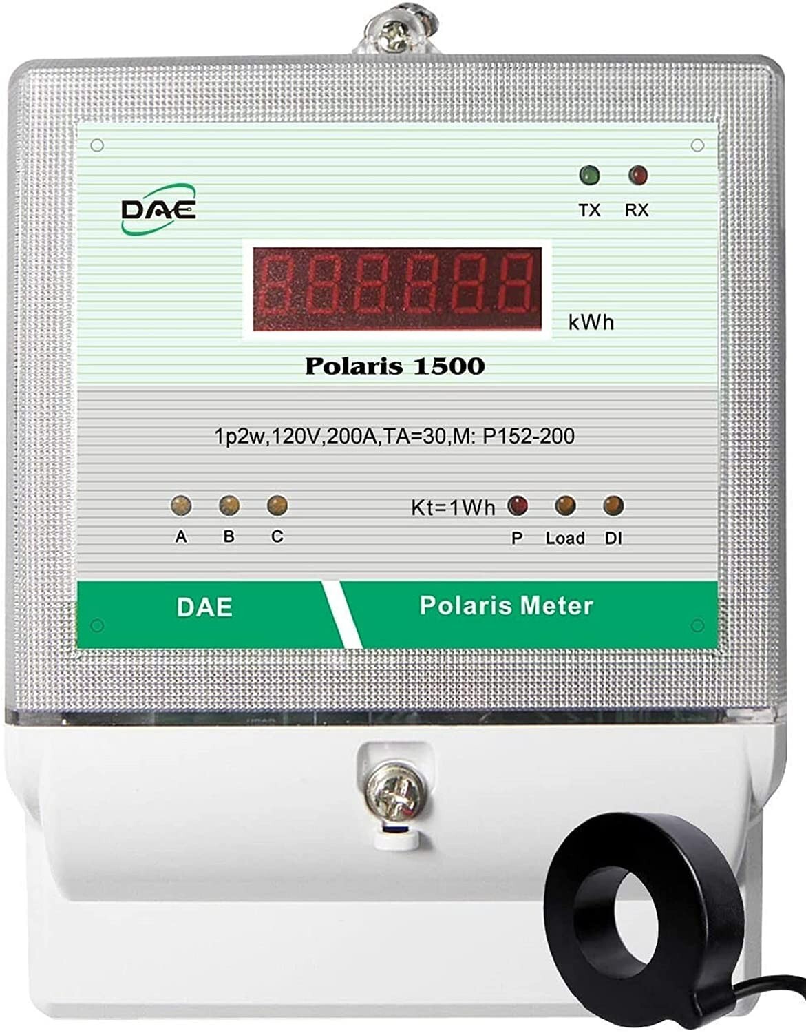 DAE P152-200-S KIT, 200A, UL kWh meter, 1P2W (1 Hot, 1 N), 120v, 1 CTs, RS485