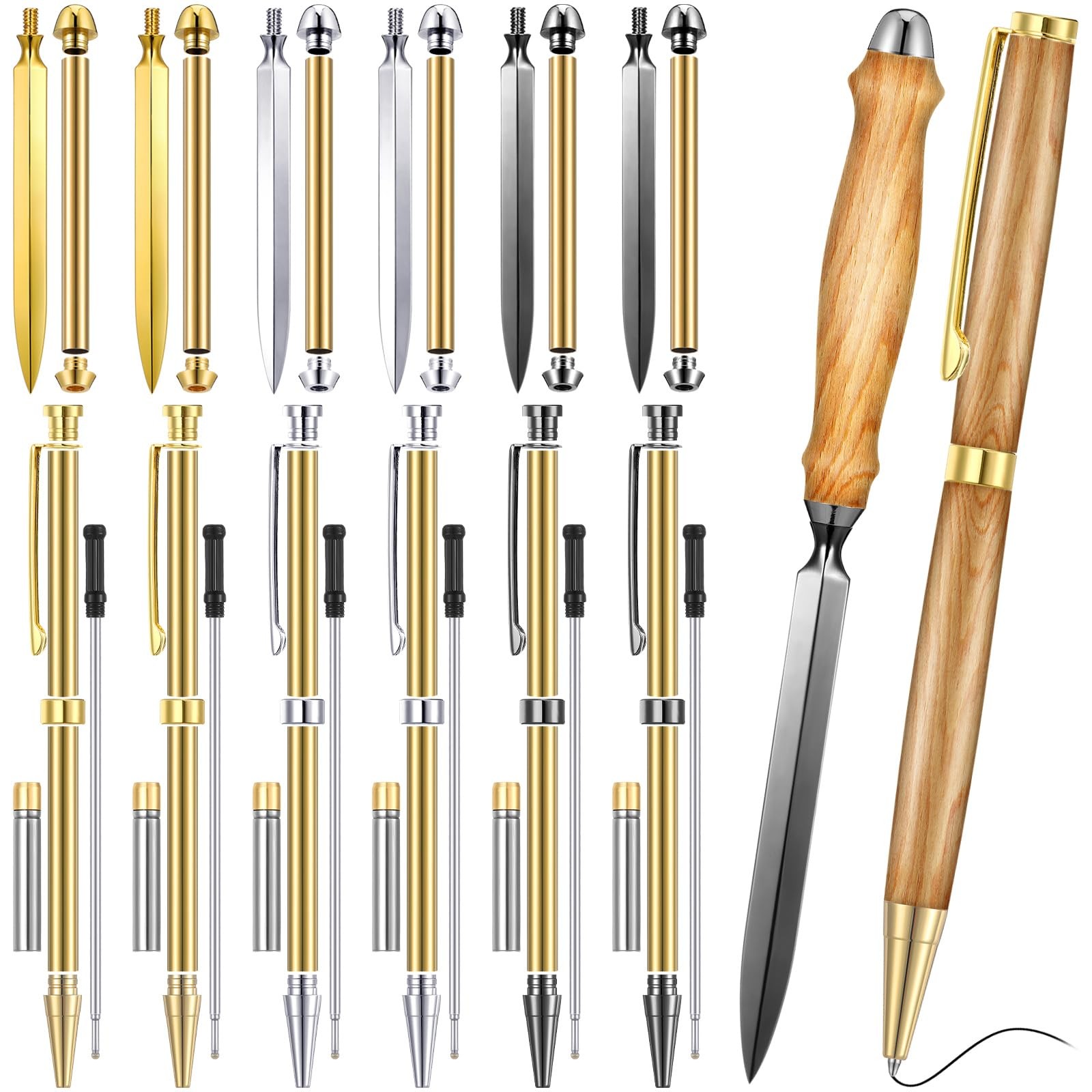 6 Set Letter Opener and Pen Kits, 7mm Woodturning Project DIY Kit, Envelope S...