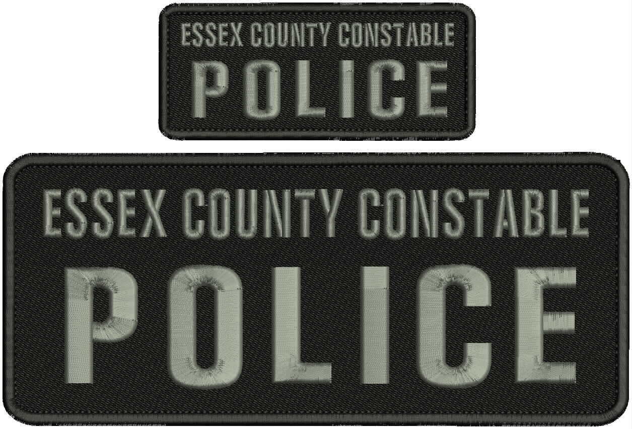 essex county constable police embroidery Patches 4x10 and 2x5 hook on  gray lett