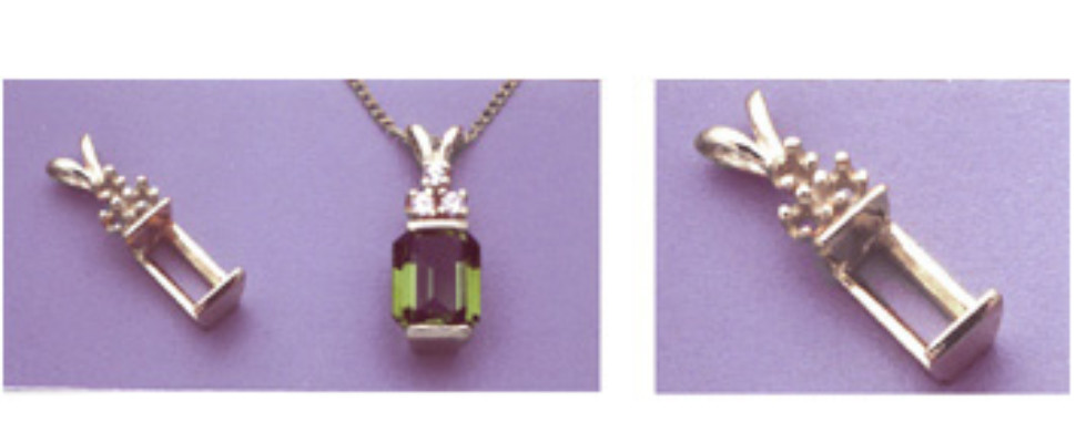 Deep Rectangle Tourmaline Pendant - Jewelry Components - Sterling Silver